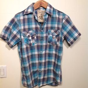 Coastal men's short sleeve small snap down shirt